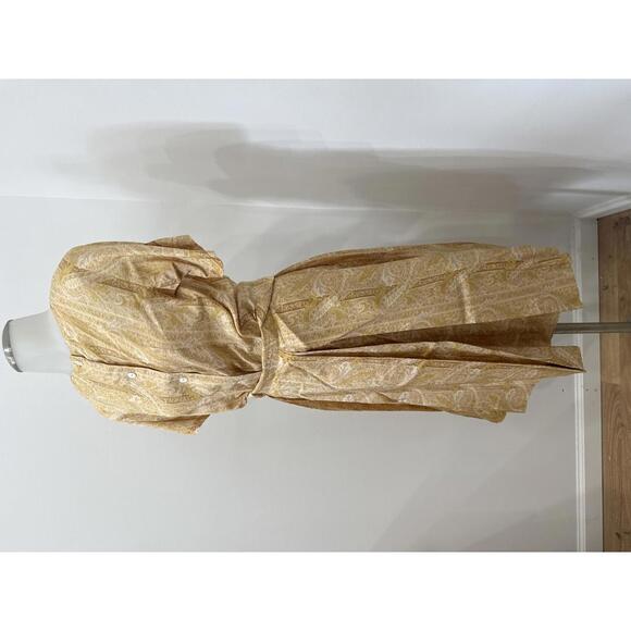 Vintage Yellow Paisley Button Front Dress with Pleated Skirt Set - Picture 5 of 13